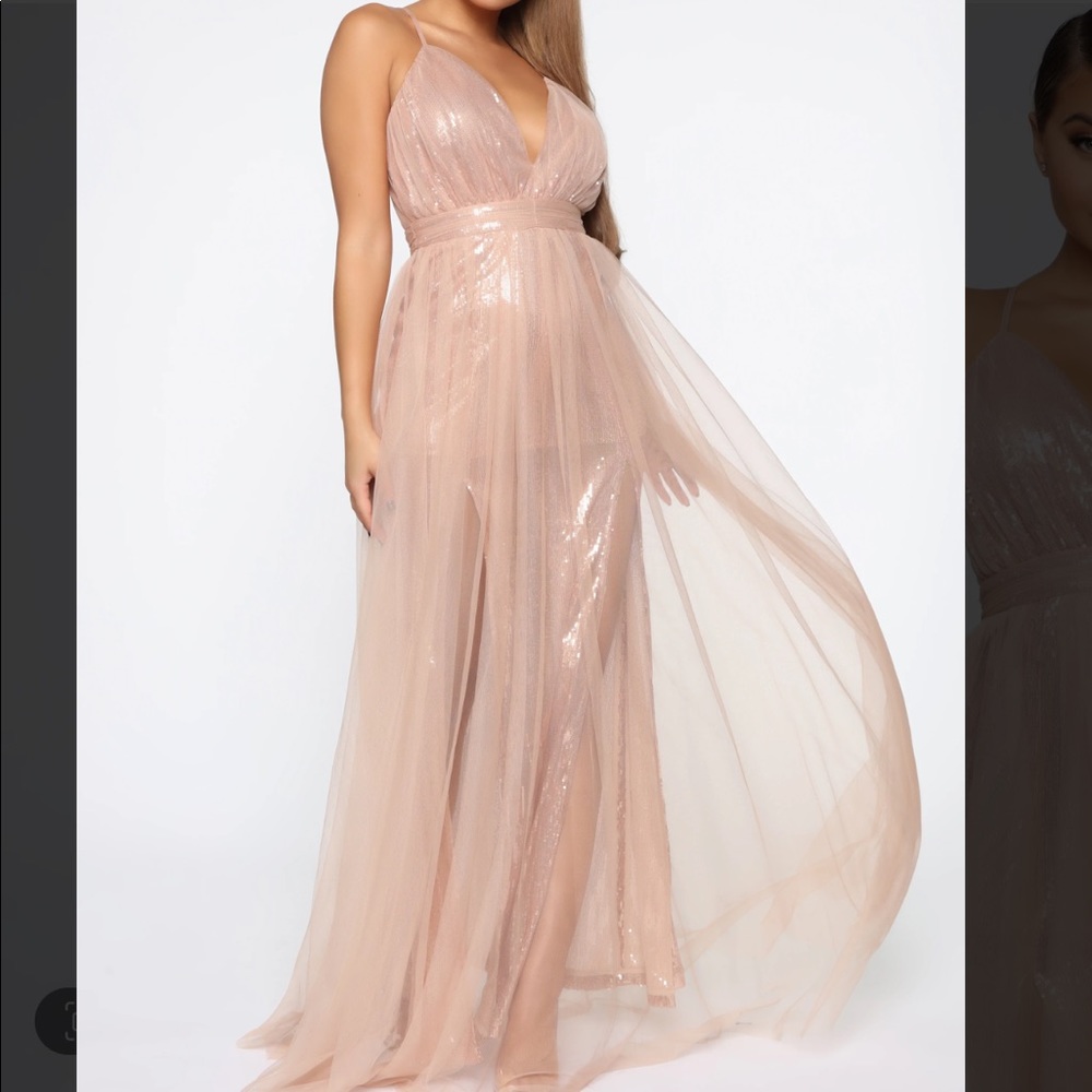 Rose Gold Sequin Maxi Dress